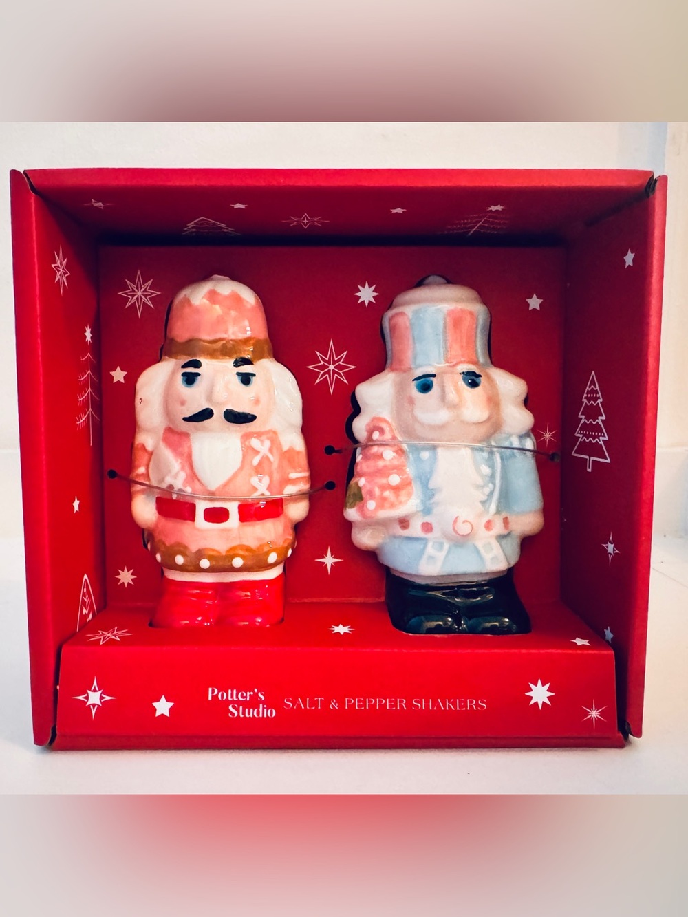 Potter's Studio Nutcracker Salt & Pepper Shaker Set - Red, Pink & Blue